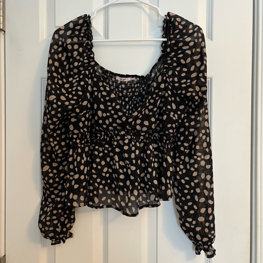 MiAmi black & cream flouncy blouse